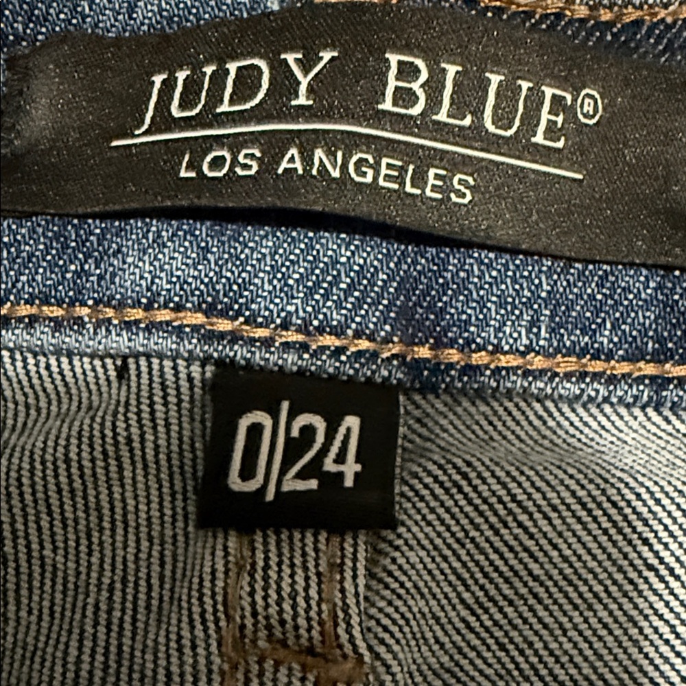 Judy Blue Los Angeles Distressed Wide Leg Jeans Sz 0/24 | Stretch High Rise - Picture 8 of 14